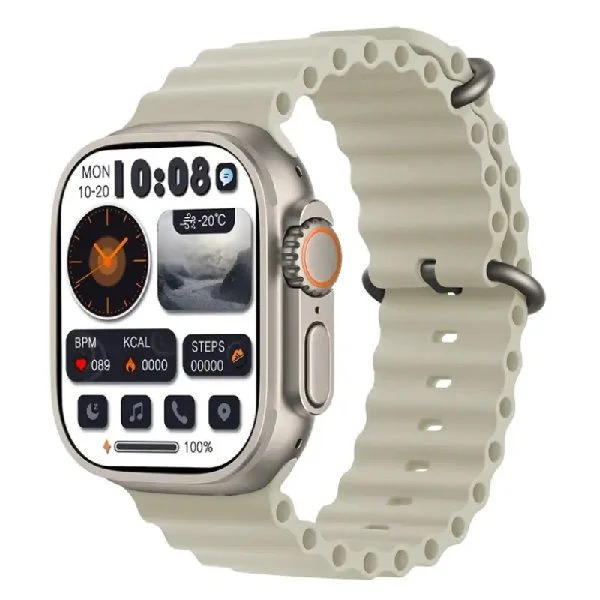 JS8 Pro Max Amoled Display Smart Watch- Silver Color