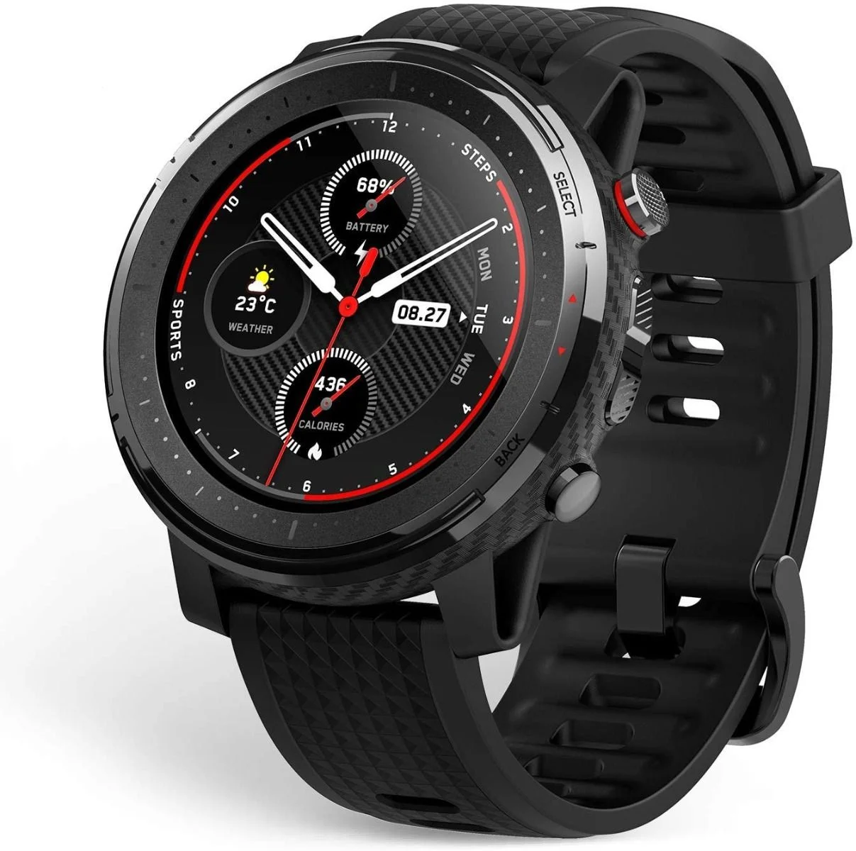 Amazfit Stratos 3 Sports Smartwatch Powered by FirstBeat, 1.34? Full Round Display, 80-Sports Modes, Standalone Music Playback, GPS, Bluetooth, Water Resistant, Black
