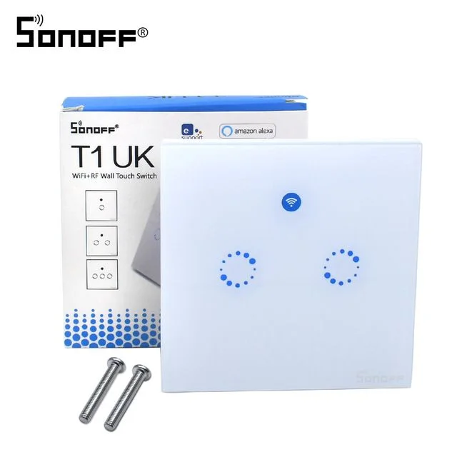 Sonoff T1 UK Smart WiFi RF APP Touch Control Wall Light Switch (2 Gang)