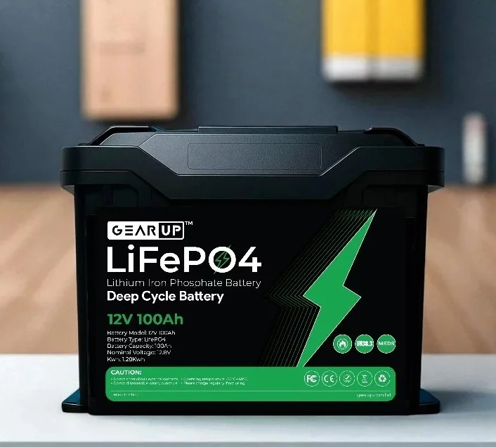 GearUP 12V 100Ah LifePO4 Lithium Battery with Smart BMS + Bluetooth