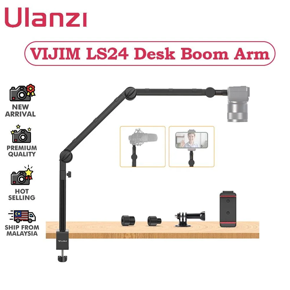 Ulanzi VIJIM LS24 Desk Boom Arm for Microphone, DSLR Camera, Smartphone &amp; Blue Yeti