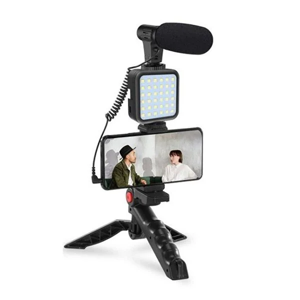 AY-49 Video Vlogger Kits With Microphone &amp; LED Fill Light Mini Tripod