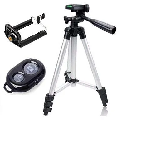 Aluminium Alloy DK 3888 Portable &amp; Foldable Camera Mobile Tripod With Bluetooth Wireless Remote Shutter Photo Clicker Controler