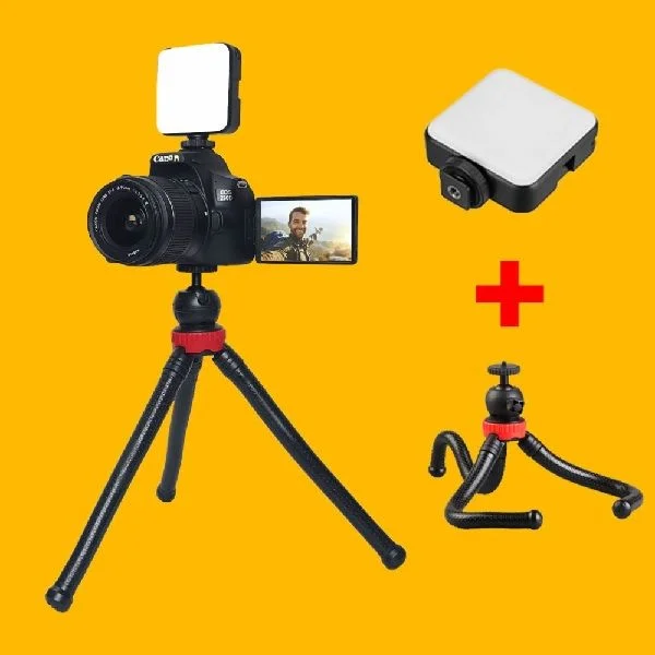 DSLR Camera Vlogging Light &amp; Tripod Combo Package