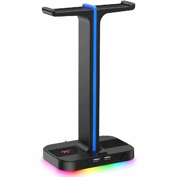 HAVIT TH650 RGB Headset Stand with Dual Hanger &amp; 2 USB Ports