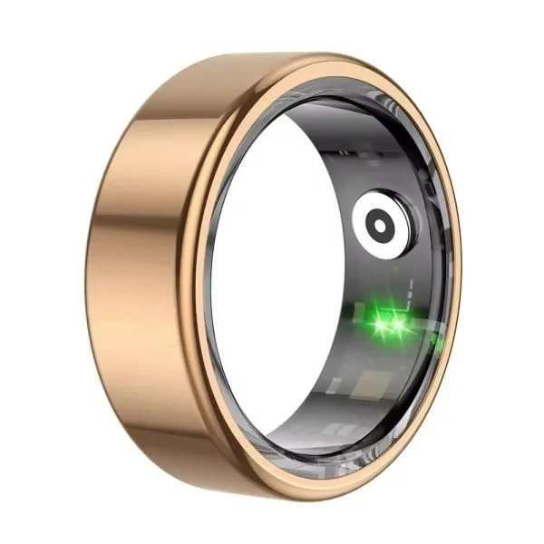 Smart Finger Ring for Fitness Tracking - With Wireless Charging Dock-Golden Color