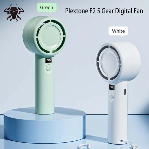 Plextone F2 5 Gear Handheld Fan With Display-Green