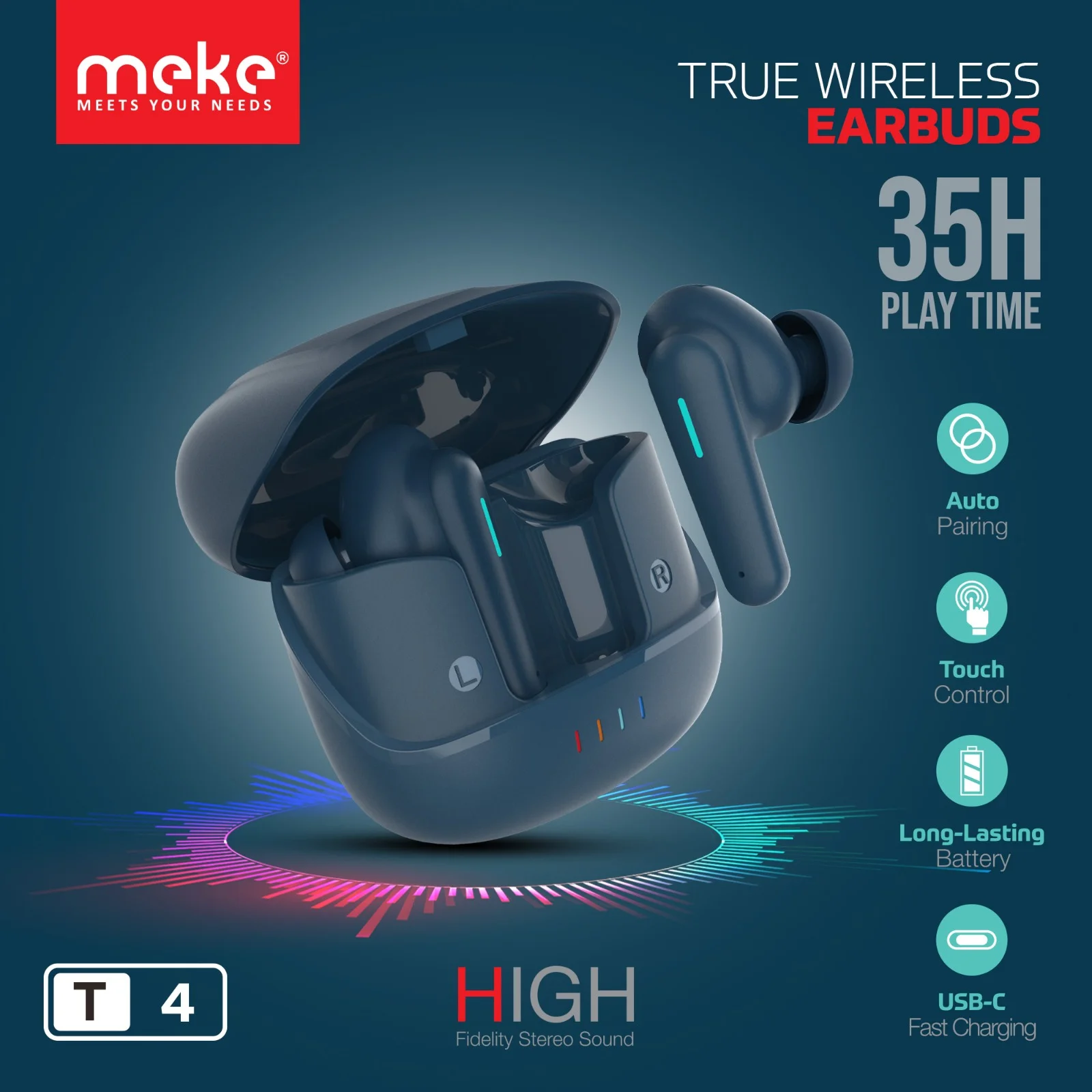 MEKE T4 TWS Touch Control Earbuds