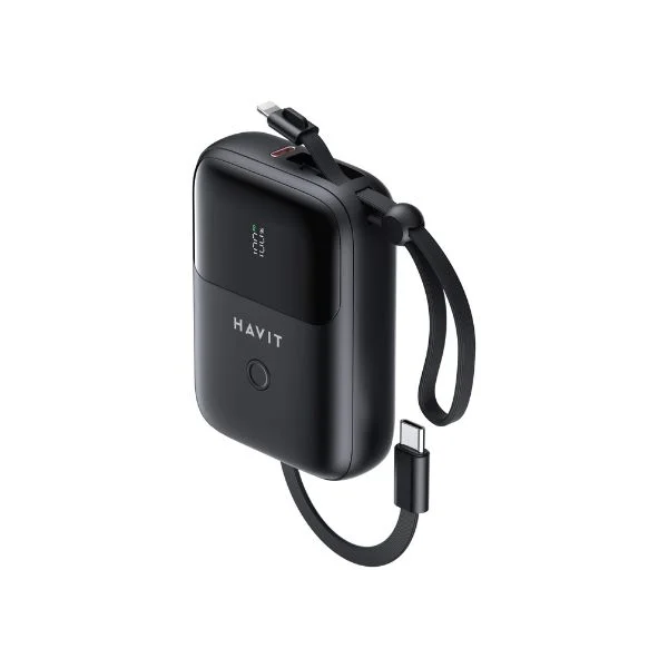 HAVIT PB5215 10000mAh Display Power Bank With Usb-C &amp;amp; Lightning Cable