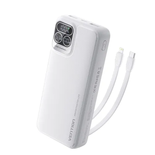 VENTION 22.5W 20000mAh Power Bank with Built-in USB-C &amp; Lightning Cables (I15wb-v2)
