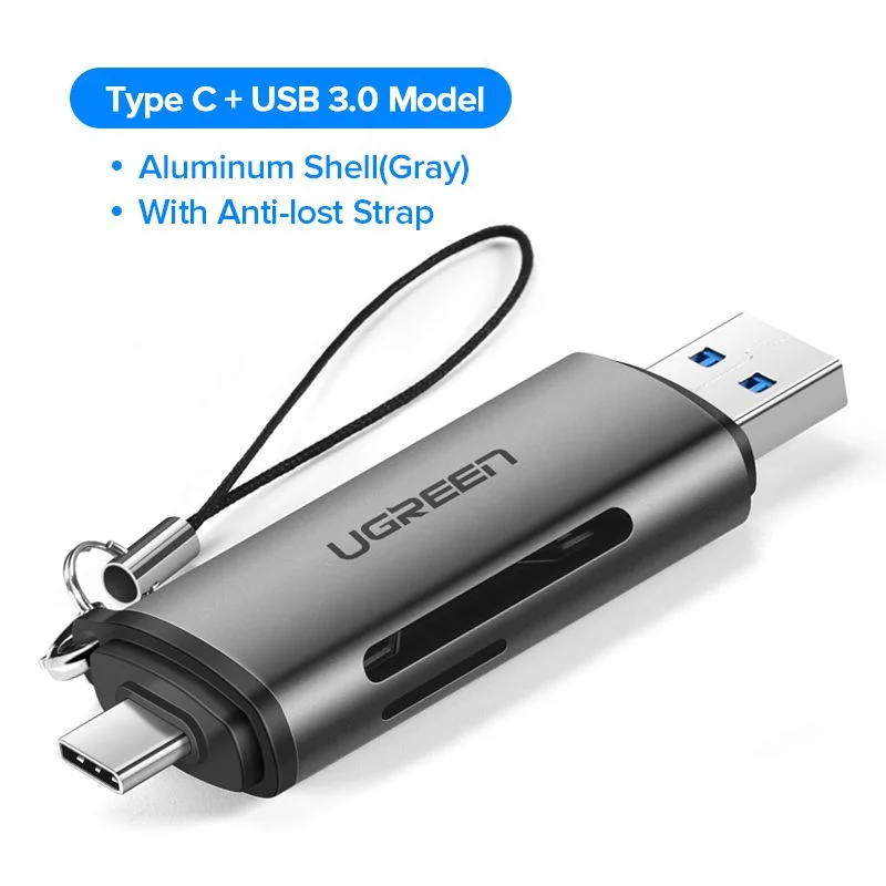 Card Reader USB3.0 and Type-C to SD and Micro SD (Ugreen- 50706)