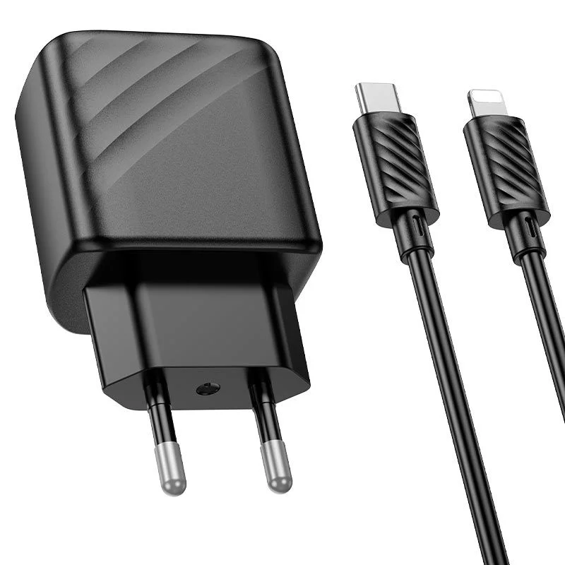 Hoco  CS23A Sunlight PD30W + QC3.0 EU Wall charger with  Type-C to Lightning Cable
