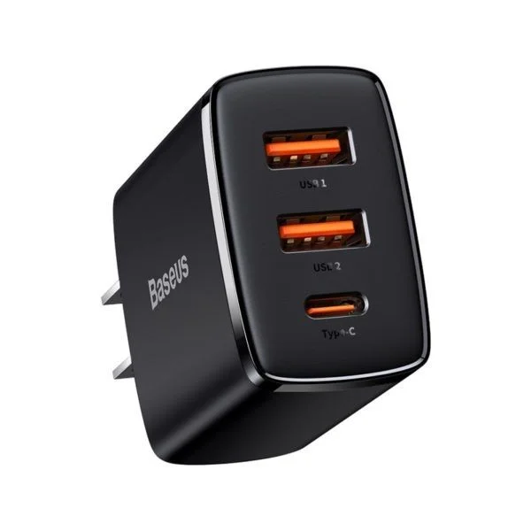 BASEUS Compact Quick Charger 2U+C Three Ports 30W Travel Power Adapter