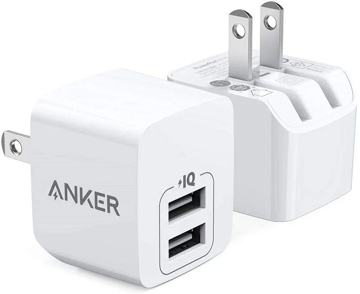 Anker PowerPort Mini 2-Pack Dual Port USB Charger 12W with Foldable Plug
