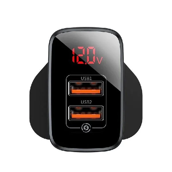 Baseus CCJMHC-D01 Mirror Lake PPS Digital Display Quick Charger (18W, A+C, UK, Black)