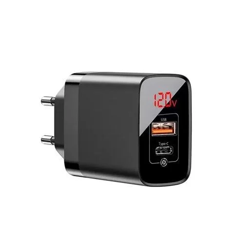 Baseus CCJMHC-A01 Mirror Lake PPS Travel Wall Charger (Voltage / Power Display Quick Charge 3.0 Power Delivery 3.0 USB / USB Type C 18W)