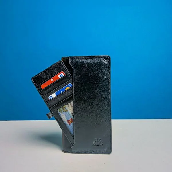 Leather Long Wallet Black Color