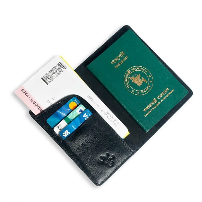 SSB Passport Cover Holder Genuine Leather Black For Men SB-PH17