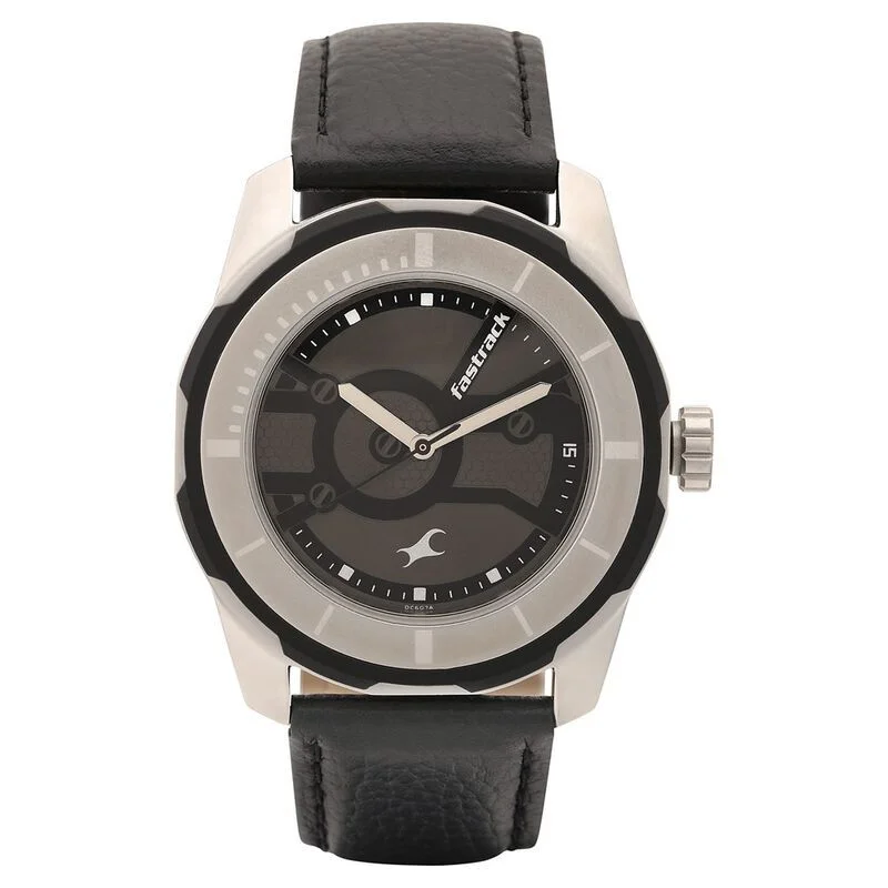 Fastrack Quartz Analog Black Dial Leather Strap Watch for Guys (NS3099SL02)