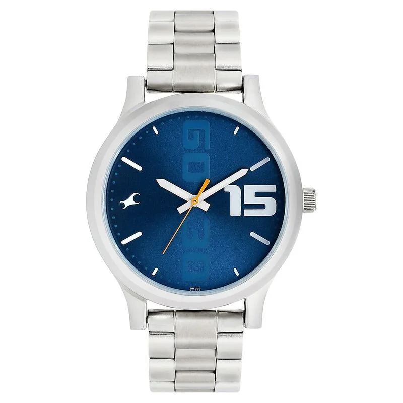 Fastrack Bold Quartz Analog Blue Dial Stainless Steel Strap Watch for Guys (NS38051SM05)