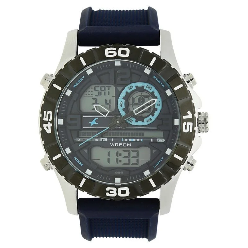 Fastrack Quartz Analog Digital Grey Dial Silicone Strap Watch for Guys (NS38035SP02)
