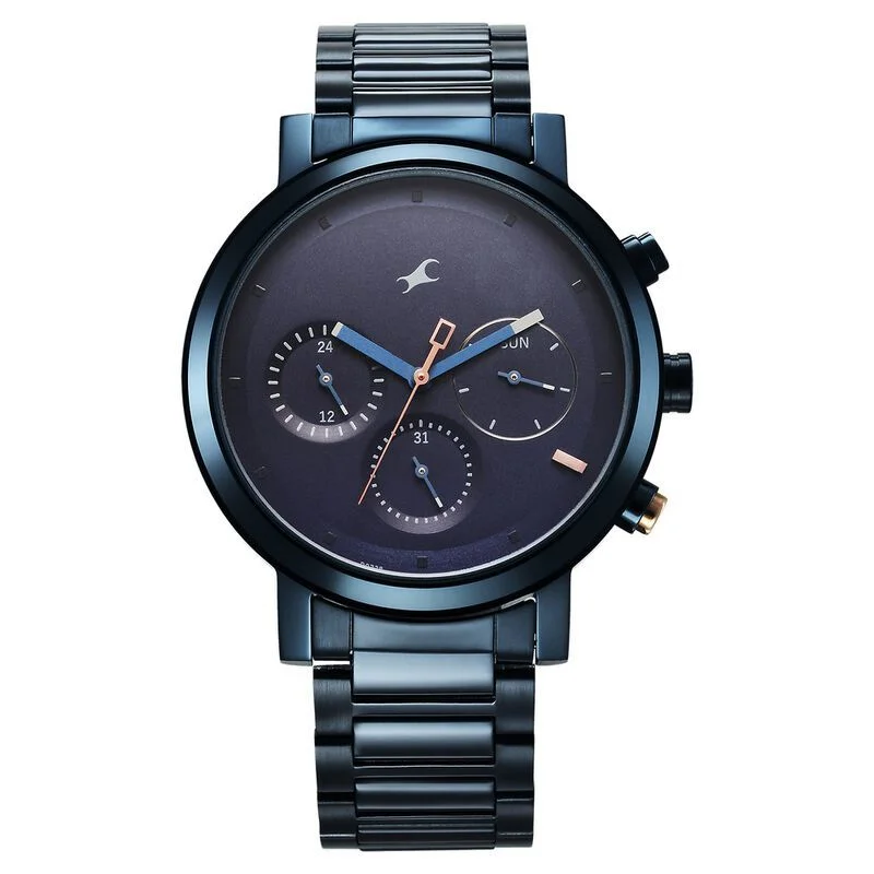 Fastrack Tick Tock Quartz Analog Blue Dial With Blue Stainless steel Strap Watch (3287KM08)
