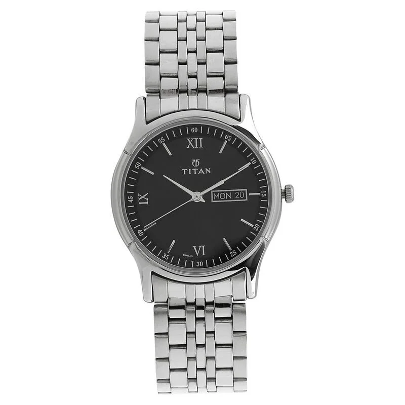 Titan Karishma Black Dial Analog with Day and Date Stainless Steel Strap watch (NS1636SM01)