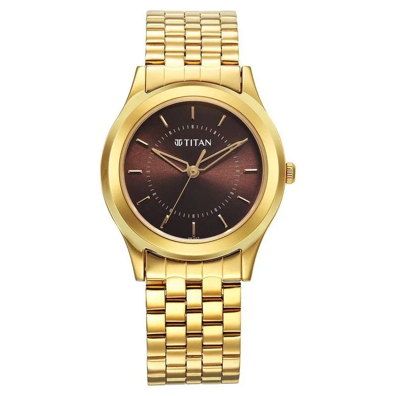 Titan Karishma Zing Quartz Analog Brown Dial Stainless Steel Strap Watch (1648YM06)