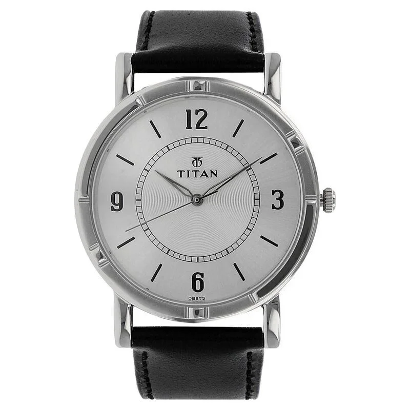 Titan Quartz Analog Silver Dial Leather Strap Watch for Men ? NN1639SL03