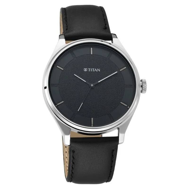 Titan Men's Minimalist Zen Watch Sleek Leather Strap with Contrast Hands  (NS1802SL11)