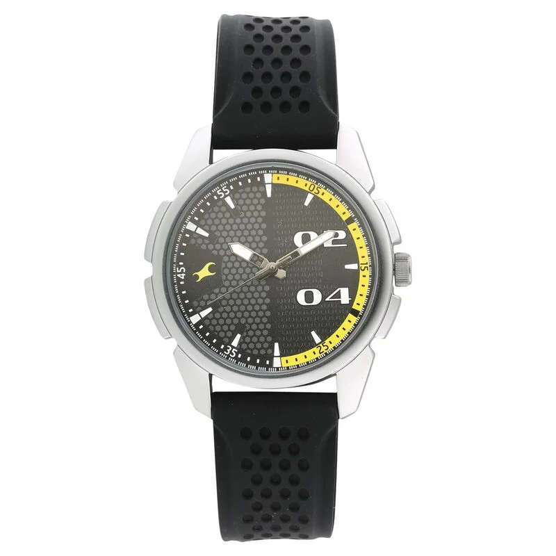Fastrack NP3124SP02 Loopholes Quartz Black Dial Silicone Strap Watch for Guys