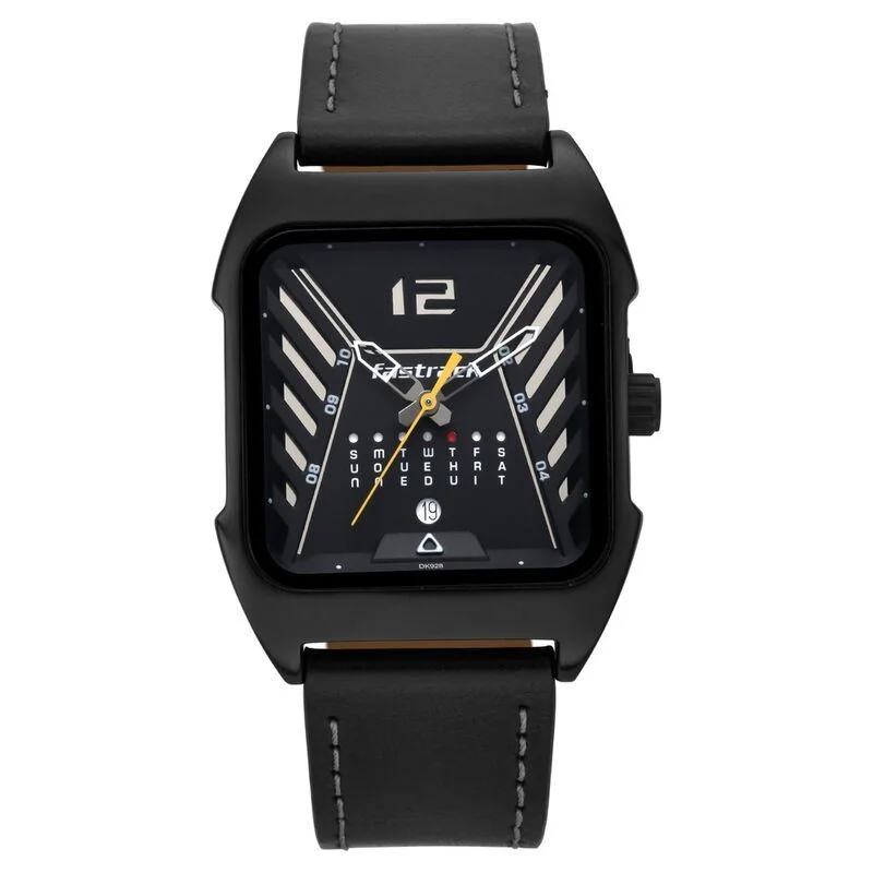Fastrack NS3249NL01 Gamify Quartz Analog Black Dial Leather Strap Watch for Guys