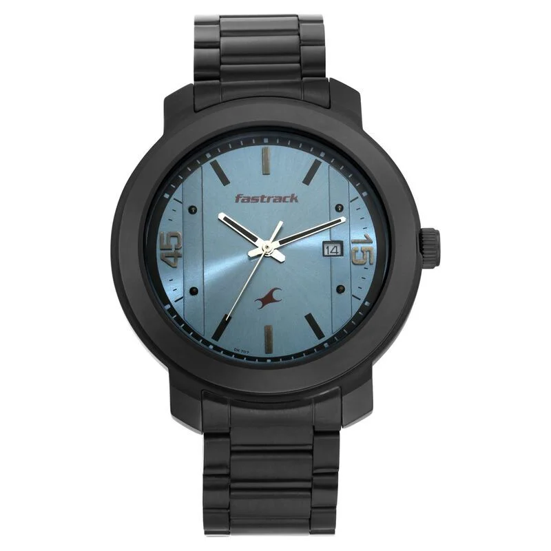 Fastrack NR3246NM01 Bare Basics Quartz Analog Blue Dial Stainless Steel Strap Watch