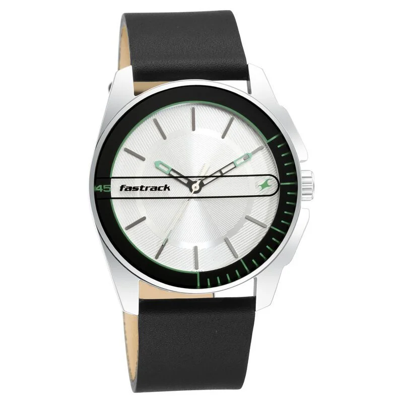 Fastrack Wear Your Look Quartz Analog Silver Dial Leather Strap Watch (NS3089SL15)