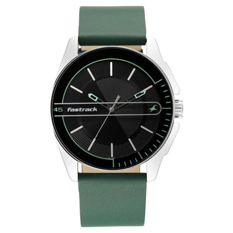 Fastrack NS3089SL16 Wear Your Look Quartz Analog Black Dial Leather Strap Watch for Guys