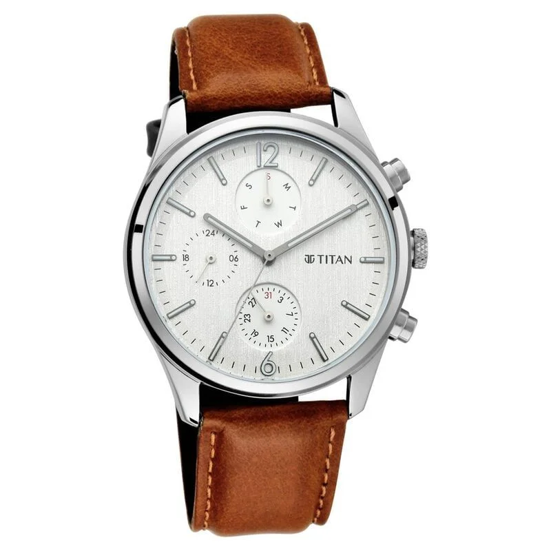 Titan Men's Metropolitan Charm Multifunctional Watch with Leather Strap (NS1805SL04)