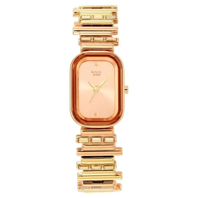 Titan Raga Love All Rose Gold Dial Analog Metal Strap Watch for Women (NS95154KM01)