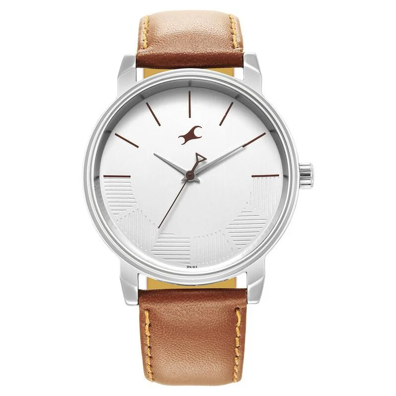 Fastrack NR3291SL02  Stunners Quartz Analog Silver Dial Leather Strap Watch for Guys