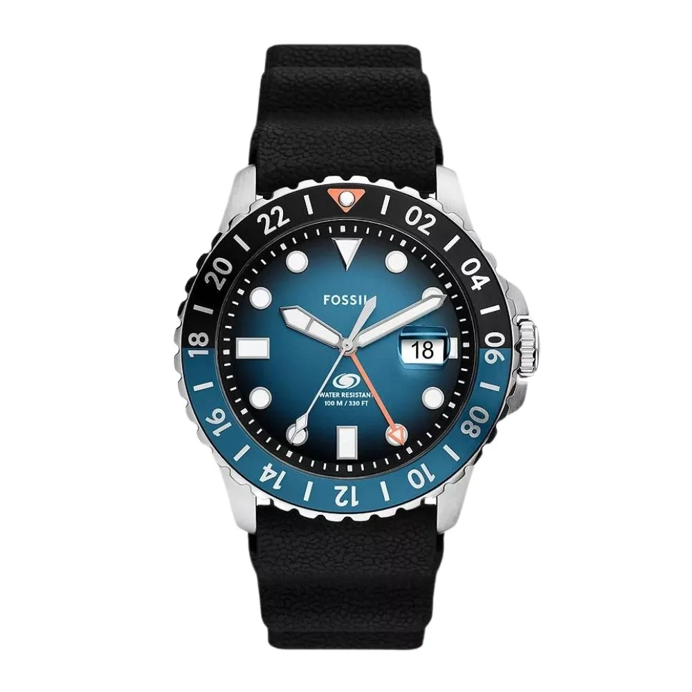 Fossil Blue GMT Black Silicone Watch (FS6049)
