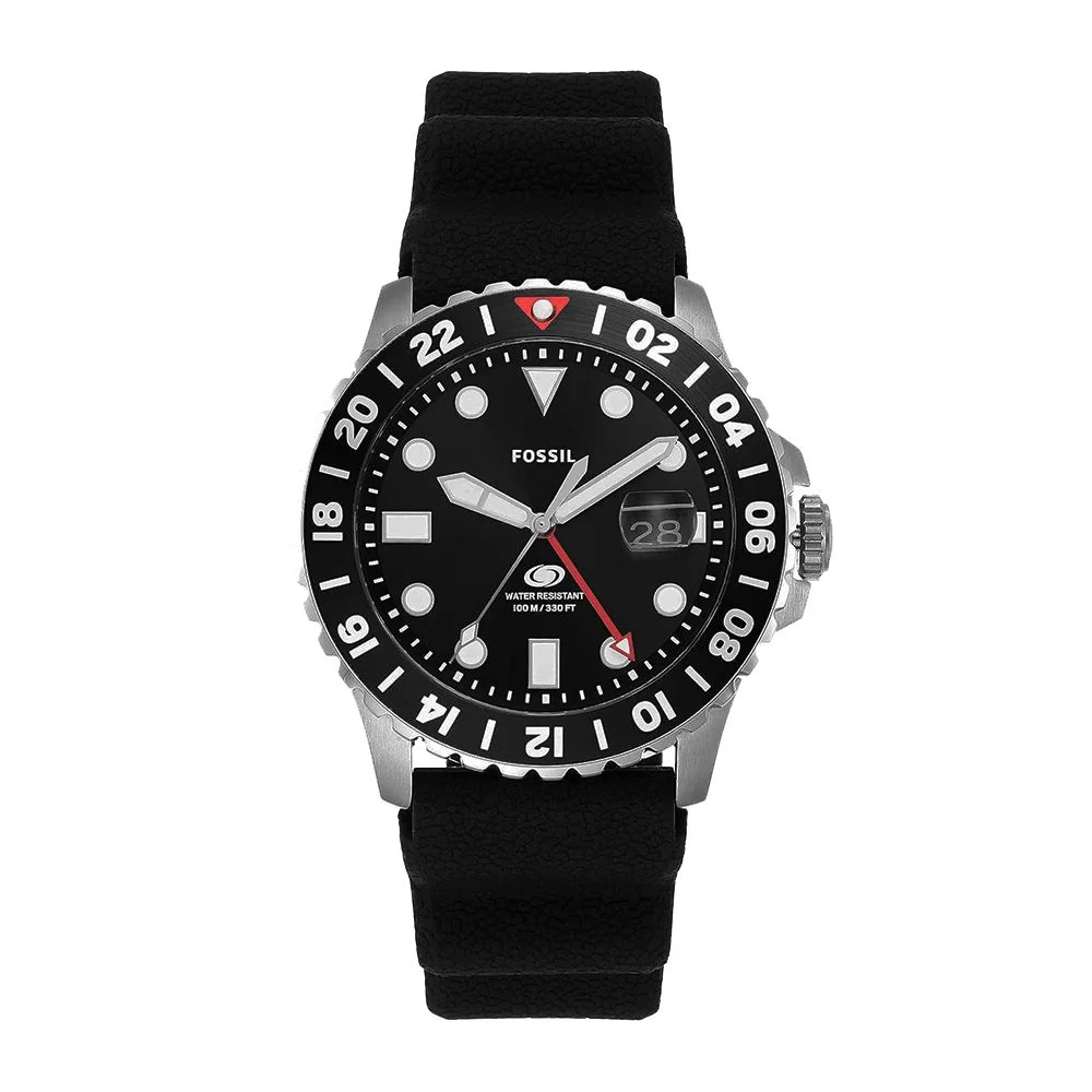 Fossil Blue GMT Black Silicone Watch (FS6036)