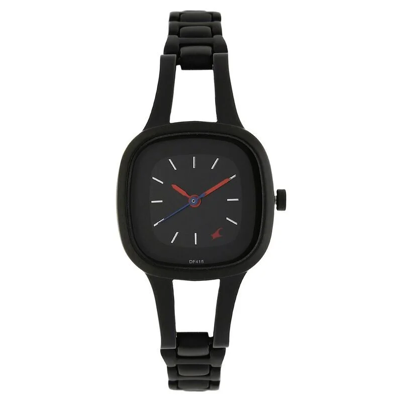 Fastrack Quartz Analog Black Dial Metal Strap Watch for Girls (NS6147NM02)
