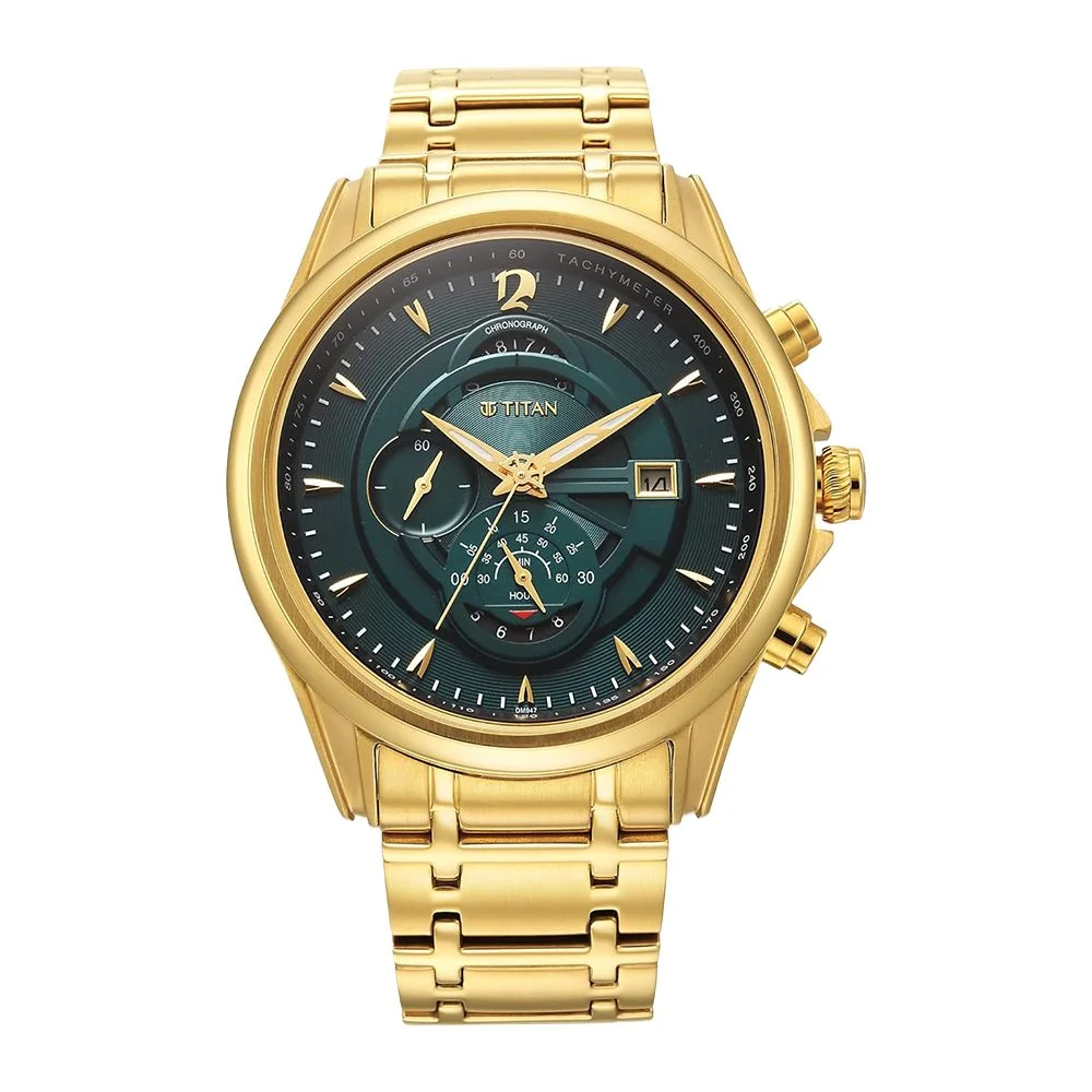 Titan Regalia Premium Green Chrono Stainless Steel Strap watch for Men (NS1830YM02)
