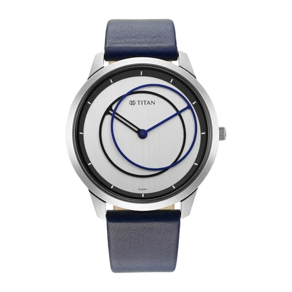 Titan Quartz Analog Silver Dial Leather Strap Watch for Men (NR1801SL02)
