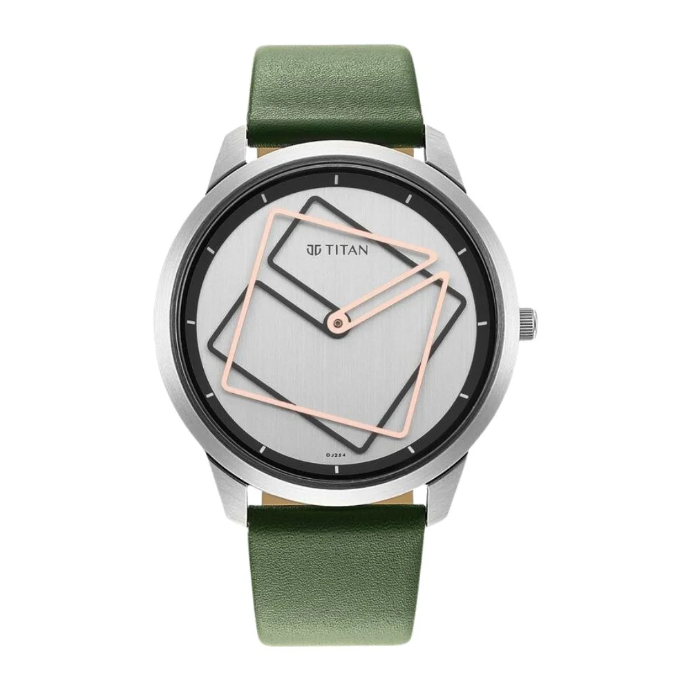 Titan Quartz Analog Silver Dial Leather Strap Watch for Men (NS1801SL01)