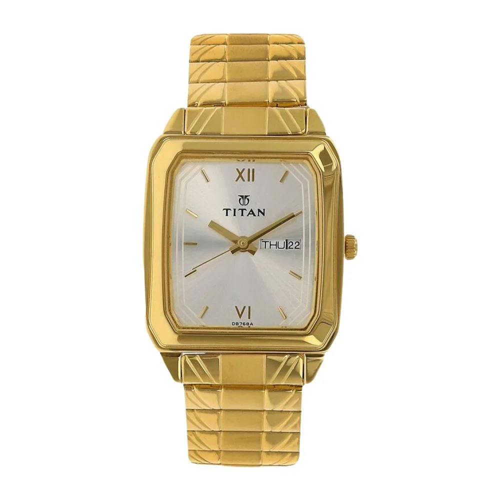 Titan Quartz Analog with Day and Date Silver Dial Stainless Steel Strap Watch for Men (NS1581YM04)