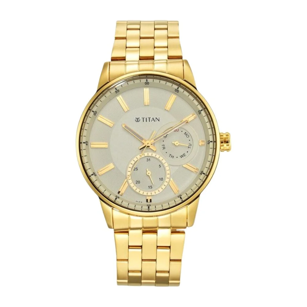 Titan Regalia Opulent White Dial Analog Stainless Steel Strap Watch for Men (NS9441YM02)