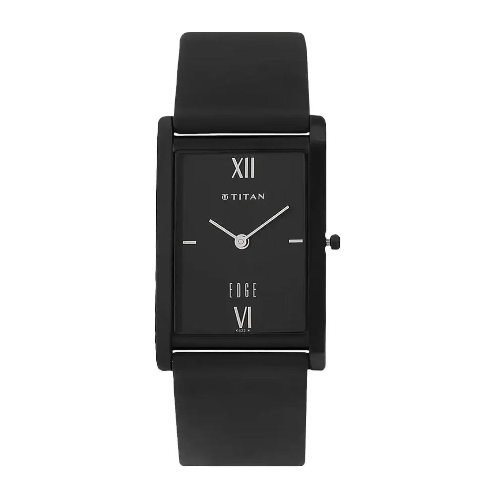 Titan Edge Quartz Analog Black Dial Leather Strap Watch for Men (NS1043NL01)