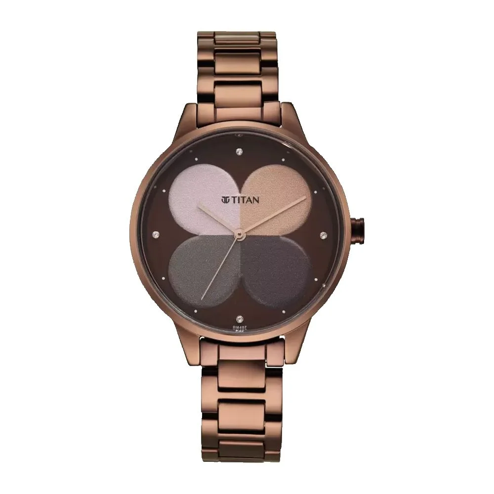 Titan Women's Purple Allure Watch: Floral Mosaic Dial &amp; Sleek Strap (NS2648QM01)