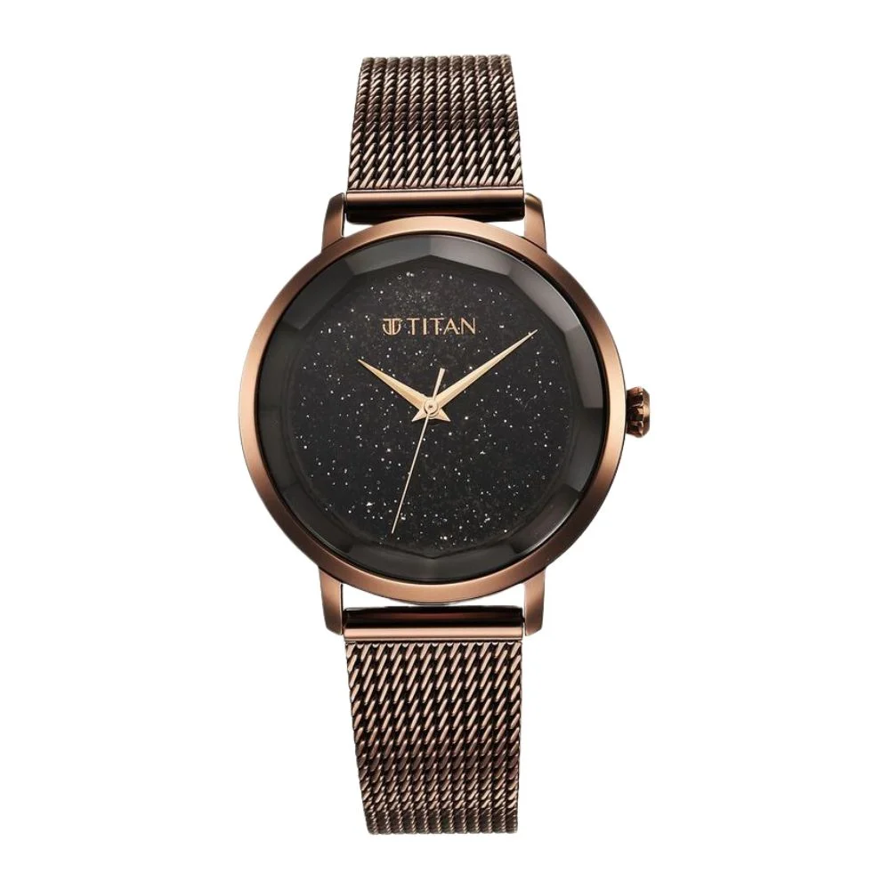 Titan Workwear Quartz Analog Black Dial Stainless Steel Strap Watch for Women (NS95184QM01)