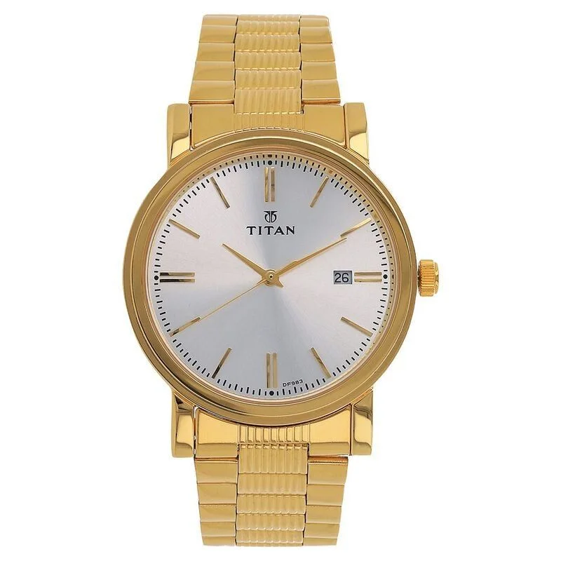 Titan Quartz Analog with Date Silver Dial Stainless Steel Strap Watch for Men (NS1712YM02)